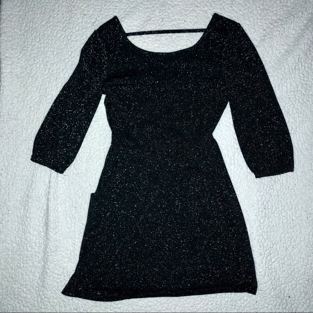 Black Lily Rose Dress w/ Silver Sparkles